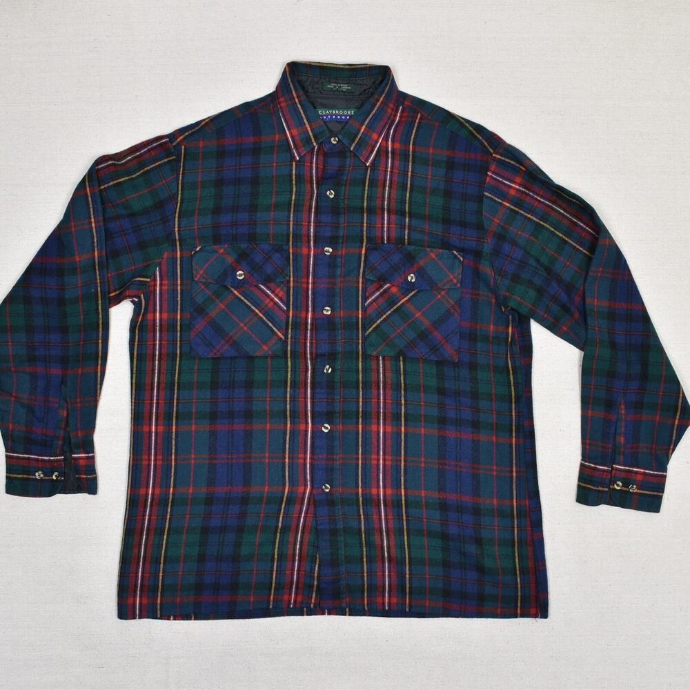 Claybrooke Outdoors Men Flannel Shirt Button Lined Acrylic Multicolor Size L